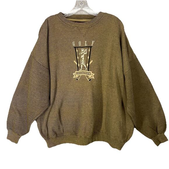 ⛳️ Crabble CS Sportswear Mens XL Tan Black Vintage Golf Sweater 90s ⛳️ - Picture 1 of 9